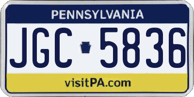 PA license plate JGC5836