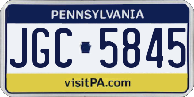PA license plate JGC5845