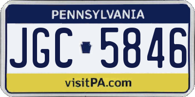 PA license plate JGC5846