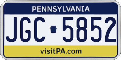 PA license plate JGC5852
