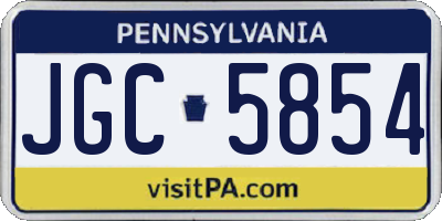 PA license plate JGC5854