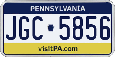 PA license plate JGC5856