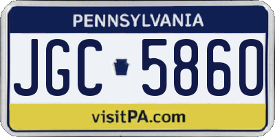 PA license plate JGC5860