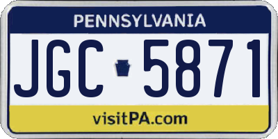 PA license plate JGC5871