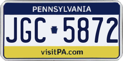 PA license plate JGC5872