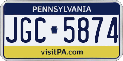 PA license plate JGC5874