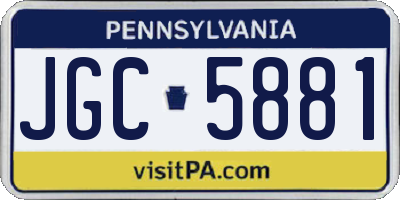 PA license plate JGC5881