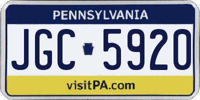 PA license plate JGC5920