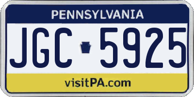PA license plate JGC5925