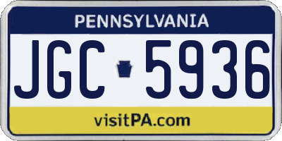 PA license plate JGC5936