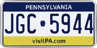 PA license plate JGC5944