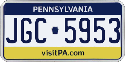 PA license plate JGC5953