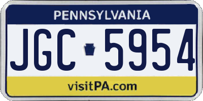 PA license plate JGC5954