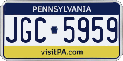 PA license plate JGC5959