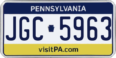 PA license plate JGC5963