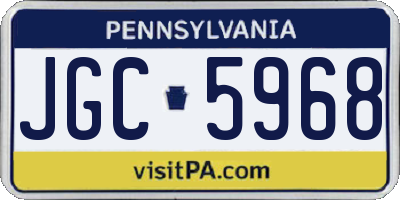 PA license plate JGC5968