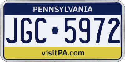 PA license plate JGC5972