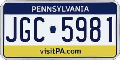 PA license plate JGC5981