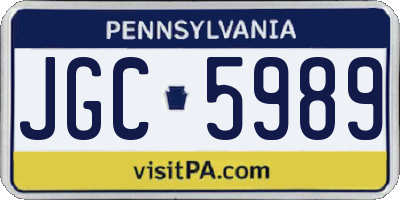 PA license plate JGC5989