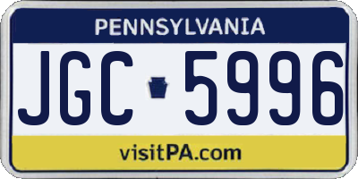 PA license plate JGC5996