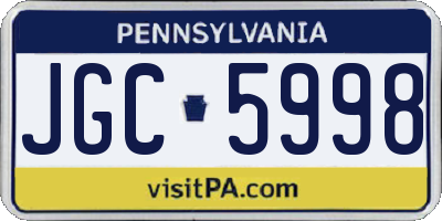 PA license plate JGC5998