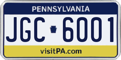 PA license plate JGC6001