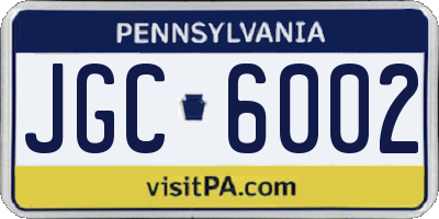 PA license plate JGC6002