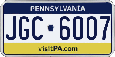 PA license plate JGC6007