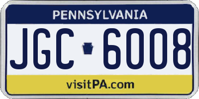 PA license plate JGC6008