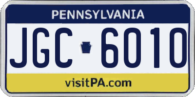 PA license plate JGC6010