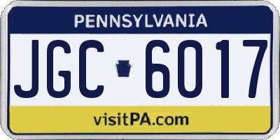 PA license plate JGC6017