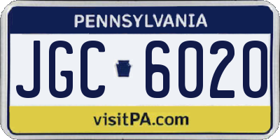 PA license plate JGC6020
