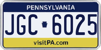 PA license plate JGC6025