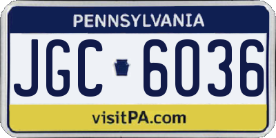 PA license plate JGC6036