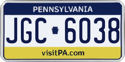 PA license plate JGC6038