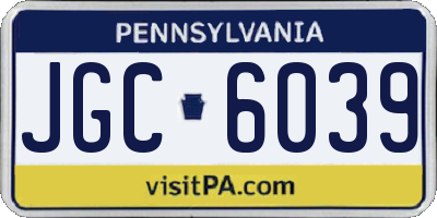 PA license plate JGC6039