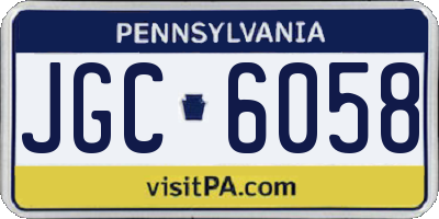 PA license plate JGC6058