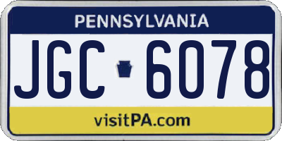 PA license plate JGC6078