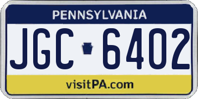 PA license plate JGC6402