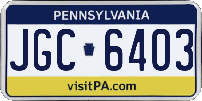 PA license plate JGC6403