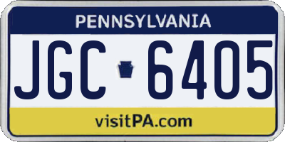 PA license plate JGC6405