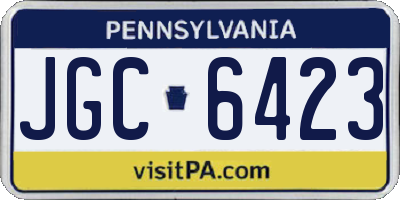 PA license plate JGC6423