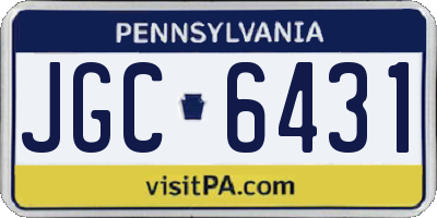 PA license plate JGC6431