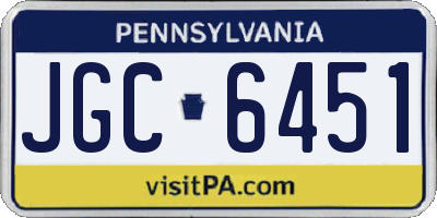 PA license plate JGC6451