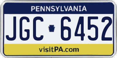 PA license plate JGC6452