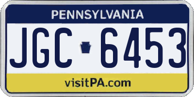 PA license plate JGC6453