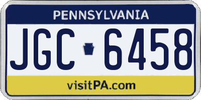 PA license plate JGC6458