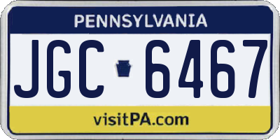 PA license plate JGC6467
