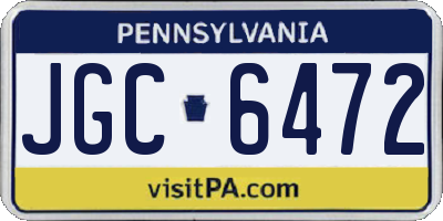 PA license plate JGC6472