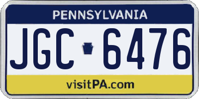 PA license plate JGC6476